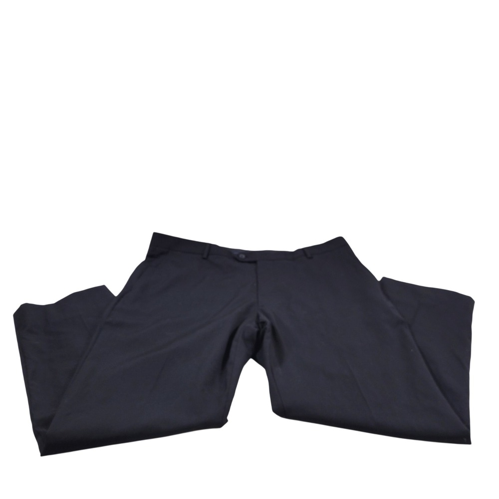 Pronto Uomo Dress Pants Mens 38 Black Excellent 100% Wool Platinum Trousers